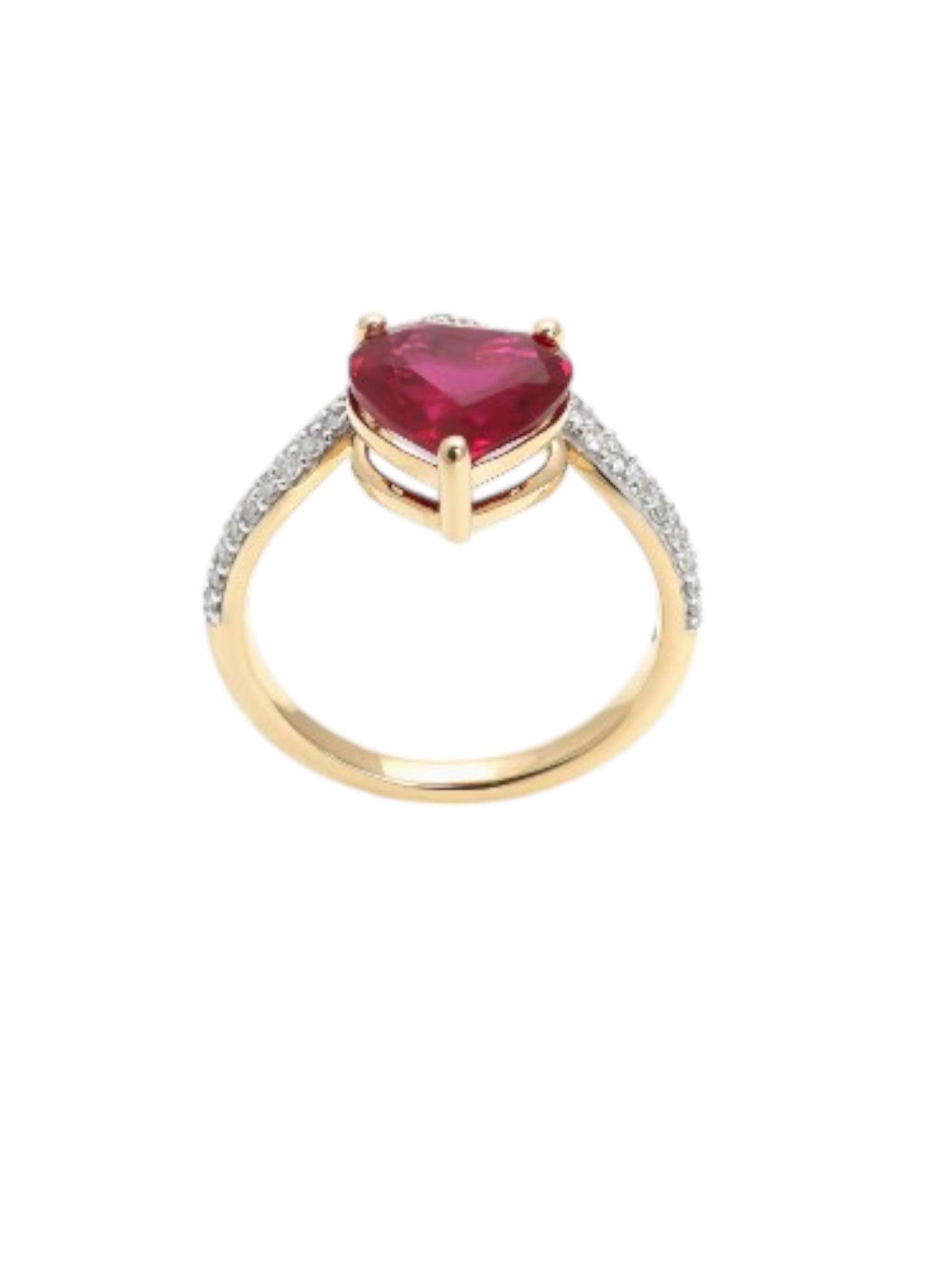 Take My Heart Gold Plated Heart-Shaped CZ Stone Light Weight Sterling Silver Ring For Women By Kesardeep